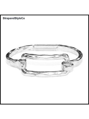 Gold Plated Hammered Bangle Bracelet Cuff 8 Inch